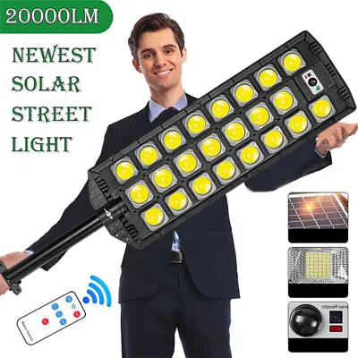 8000W Commercial Solar Street Light Motion Sensor Lamp Dusk To Dawn Road Lamp • £34.99