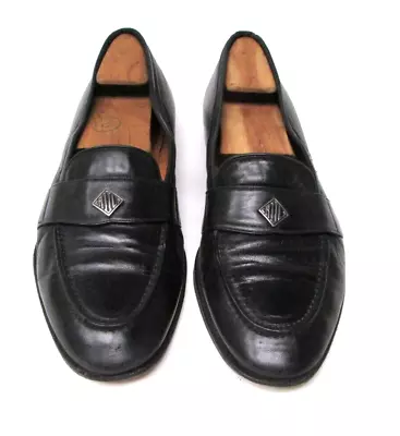 Mens POLO RALPH LAUREN Black Leather Monogram Loafers Shoes 9.5 • $19.99