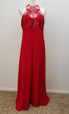 Faviana Juniors Size 15/16 Red Sequined Sleeveless Evening Gown Long Dress • $19.96