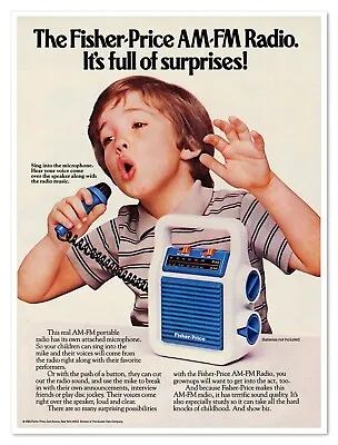 Fisher-Price Am-FM Radio 80s Toys Boy Singing Vintage 1985 Print Magazine Ad • $7.76