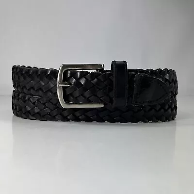 Black Braided Genuine Leather Belt - Men's Size 40 • $13.60