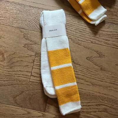 70s 80s Vintage Retro 3 Stripes Tube Socks Yellow NWT Stretch 10-13 DEADSTOCK • $12.75