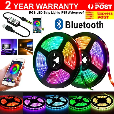 $18.99 • Buy 12V Bluetooth USB RGB LED Strip Lights IP65 Waterproof 5050 1M To 5M 300 LEDs AU