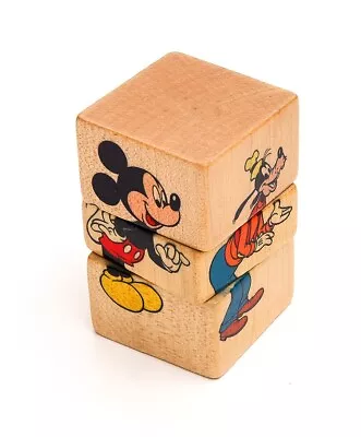 RARE/Retired Walt Disney Company Made In Italy Wooden Spin Block Toy • $9.49