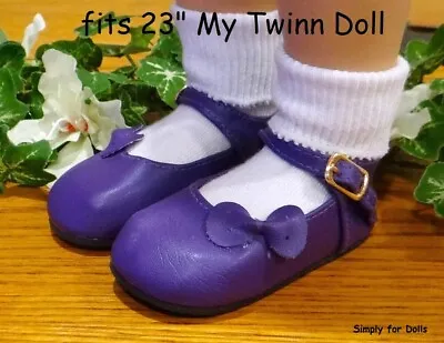 PURPLE W/Side Bow MARY JANES DOLL SHOES Fits 23  MY TWINN DOLL CLOTHES • $7.98