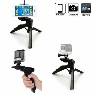 Pistol Grip Tripod Stand Vlogging Handle For Gopro Phone IPhone DSLR Camera • £7.98