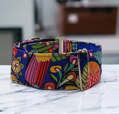 Kirsten Katz Parrots Blue & Multicoloured Fabric Martingale Dog Collars • $34