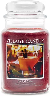 Village Candle Mulled Cider Large Glass Apothecary Jar Scented Candle 21.25 Oz • $52.61