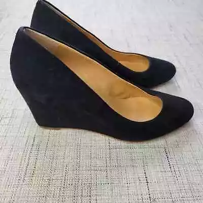 J Crew Martina Suede Wedge Heels US 8 Black • $30