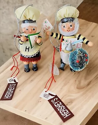 Hershey’s Kurt Adler Chocolate Elf Baker Ornaments Set Of 2 2004 Mail Carrier • $12.89