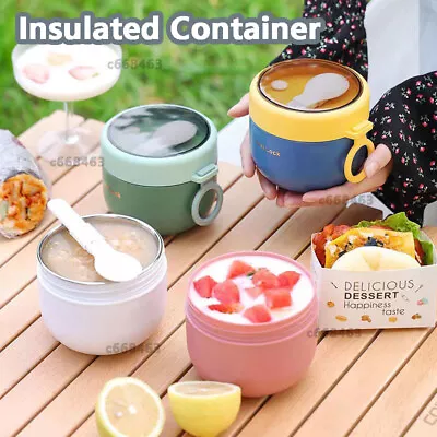 $18.29 • Buy Stainless Steel Lunch Box Thermos Food Flask Insulated Soup Jar Container Kids