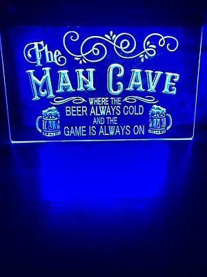 MAN CAVE LED NEON BLUE LIGHT SIGN 8x12 • $35.99