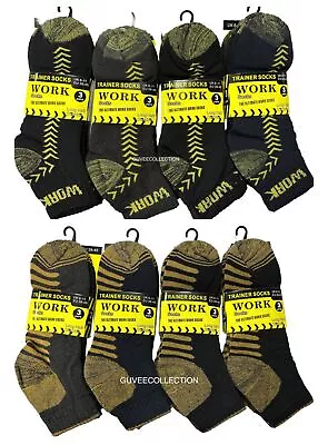 3 Pairs Men's Trainer Quarter Ankle Reinforced Work Socks Thick Heavy Duty 6-11 • £14.99