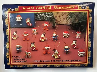 Set Of 18 Miniature Hand Painted Garfield & Odie Ornaments By Paws  • $14