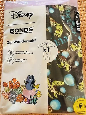 •BONDS BOY SIZE 00~DISNEY NEMO TURTLE BLACK PRINT  ZIPPY•New In Pack!! • $45