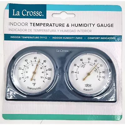 La Crosse Analog Wired Indoor Navy Hygrometer And Thermometer Weather Station • $12