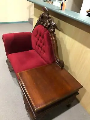 $250 • Buy Antique Telephone Table Red Velvet With Carved Eagle