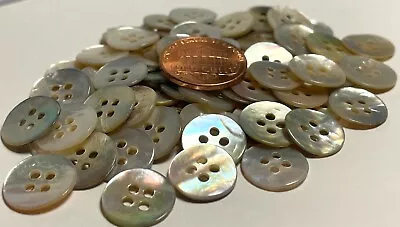 8 PCS Only Iridescent Abalone Shell MOP 4-hole Buttons 12mm Almost 1/2  13566 • $6.99