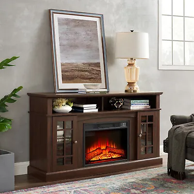 Farmhouse 23  Electric Fireplace TV Stand For 60 65 Inch TV Rustic Media Console • $319.99