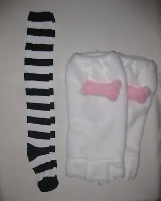 Kawaii Striped Over The Knee Socks & Bow Decor Fleece Leg Warmers Nip 80s Retro • $19.50