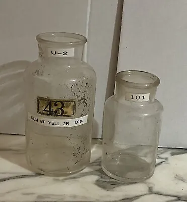 2 Vintage Clear Glass Medicine Bottles - 7.5 Inches And 5.75 Inches Tall • $6