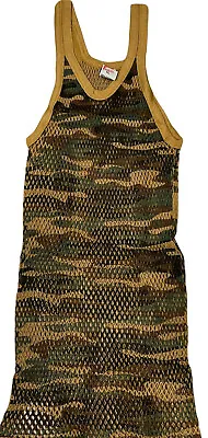 £6.99 • Buy Mens String Mesh Vests, Desert Camouflage Fish Net Tank Gym Tops, 100% Cotton