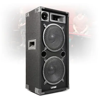 Dual 10  Inch 3-Way Passive PA Speaker Home DJ Hi-Fi Audio Disco Party 1000W • £130