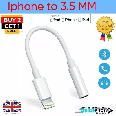 For IPhone To 3.5mm Adapter Jack Connector Cable Headphone Aux All IOS Devices • £2.25