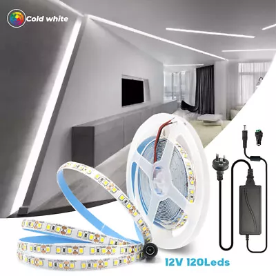 5m 12V Cool White Led Strip Light 3528 Flexible Tape With Power Supply Adapter • $24.56