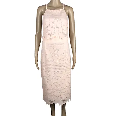 $24.50 • Buy ASOS Sz 16 Peach Pink Womens Floral Lace Overlay Occasion Straight Dress