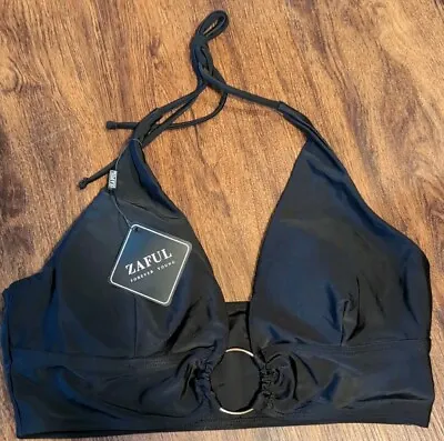 Zaful Size L  8-10 Black Triangle Bikini Swim Top Padded Women Stretch  • $6.99