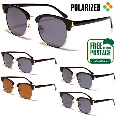 $9.95 • Buy Polarised Sunglasses - Mens / Womens - Retro Round Half Rimmed Frame - Polarized