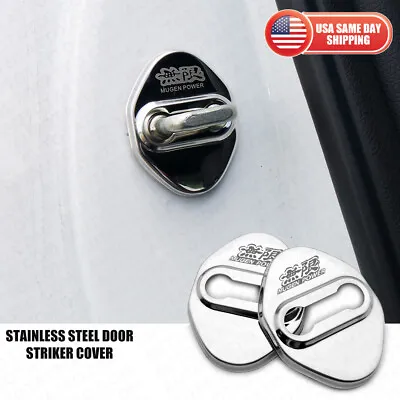 2pcs Mugen 無限 Chrome Stainless Steel Door Striker Cover Lock Buckle Cap Sport • $12.99