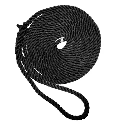 New England Ropes 3/4  X 35' Premium Nylon 3 Strand Dock Line - Black • $94.42