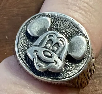 Vintage Mickey Mouse Walt Disney Productions Sterling Silver 925 Signed Ring 9.5 • $115