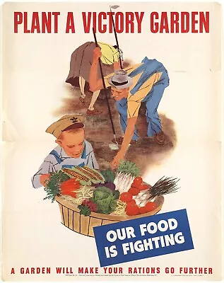  Plant A Victory Garden 1943 World War Propaganda Poster Kitchen Decor • $16.95
