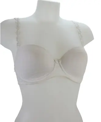 Marie Jo Avero Balconette Bra White Underwired Padded Daisy Straps UK 30 E • £14.99