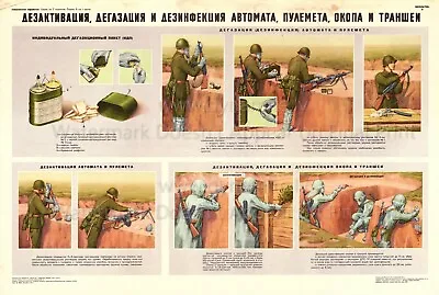 Soviet Russian Military Poster DECONTAMINATION OF AKM After ENEMY ATTACK • $14.99