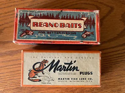 Vintage Martin 4M-2 Reano 101-S Lure Plug Boxes Great Graphics Free Shipping • $29.99