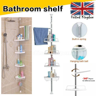£12.99 • Buy 4tier Non Rust Bathroom Telescopic Corner Shelf Storage Shower Organiser Uk