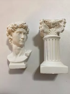 New Miniature Bust Of David And Roman Column White Greek Mythology 2.5in • $10