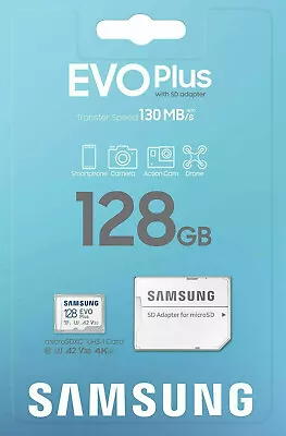 Samsung Evo Plus 128GB Micro SD Card MicroSDXC Class10 Phone Camera Memory NEW • $24.80