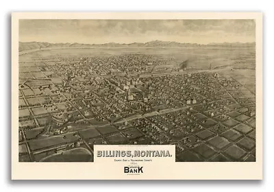 Billings Montana 1904 Historic Panoramic Town Map - 24x36 • $25.95