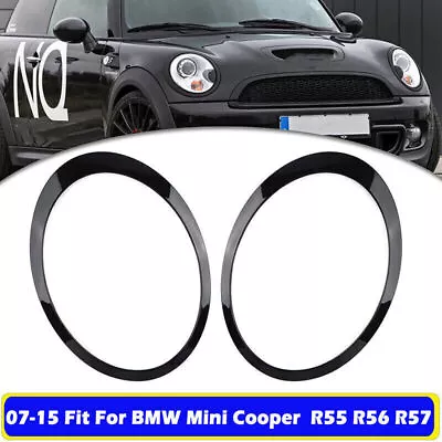 Black Ring Bezels For 0207~15 Mini Cooper Left Right Pair Gloss Headlight Trims • $35.99