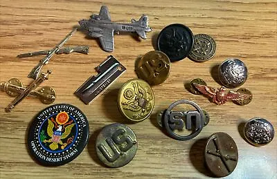 US Military Pin Lot B29 Wings US Buttons Desert Storm Eagle Rifles • $18.99