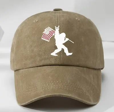 Bigfoot/Sasquatch Hat - Patriotic Bigfoot Flag - Washed/Distressed Baseball Cap • $17.99