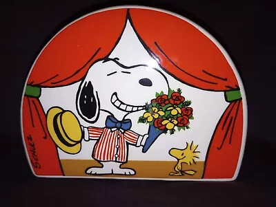 Vtg Snoopy And Woodstock Star Of The Show Ceramic Vase Planter 5-3/8  W 4.25  H • $74