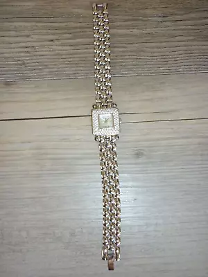 Vintage Susanne Somers Quartz Watch Mop Dial Rhinestone Bezel Silver Tone Womens • $29.88