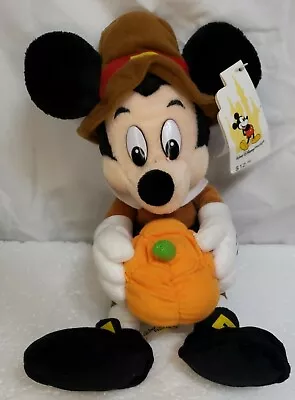 RARE Disney World Mickey Mouse Thanksgiving Beanie Pilgrim Plush With Pumpkin (2 • $27