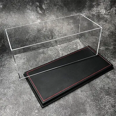 New Acrylic Display Case Show Case W Black PU Leather Base For 1/18 Car Model EW • $43.49